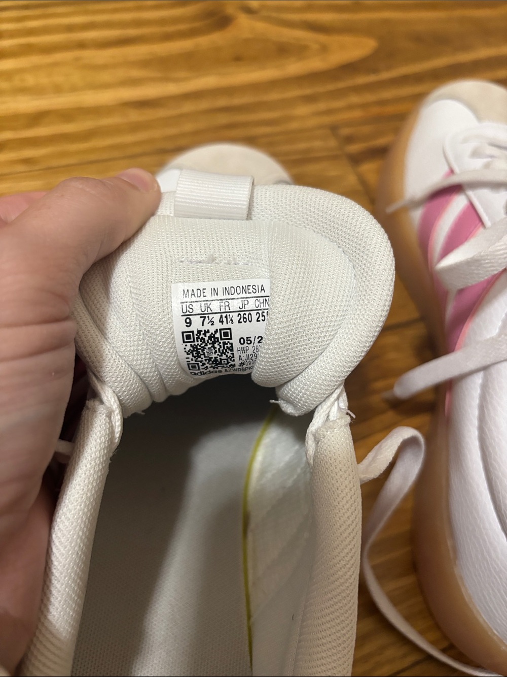 Adidas VL Court 3.0 Lace Up Sneakers White w/Pink Stripes Women’s 9 - Picture 6 of 8